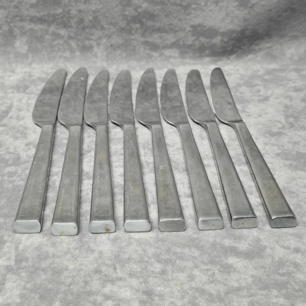 Dansk 18/10 Meridian Stainless Dinner Knifes Glossy Flat Tip Flatware Silverware